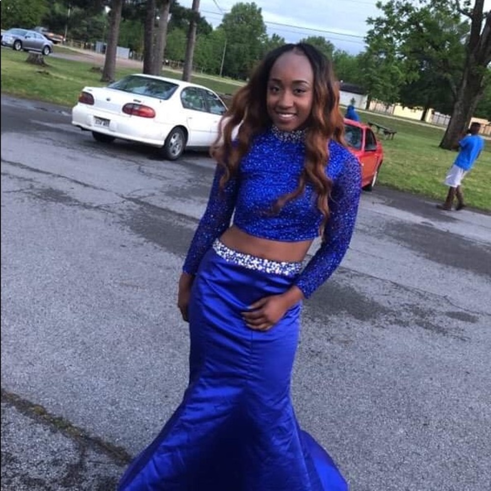 2 piece Royal Blue dress wit long back($130)